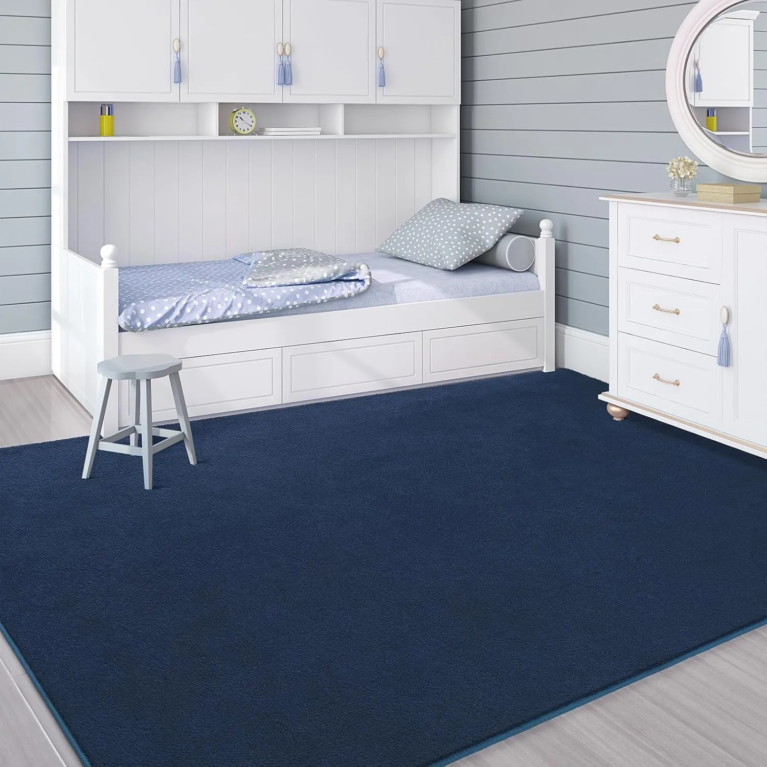Royal Blue Rugs for Living Room,Minimalist Area Rugs 4x6,Soft Memory-foam Rugs for Bedroom,Thicked Rugs for Men Boys Girls Kids Nursery Room,Washable Dorm Apartment Rug Floor Carpets
