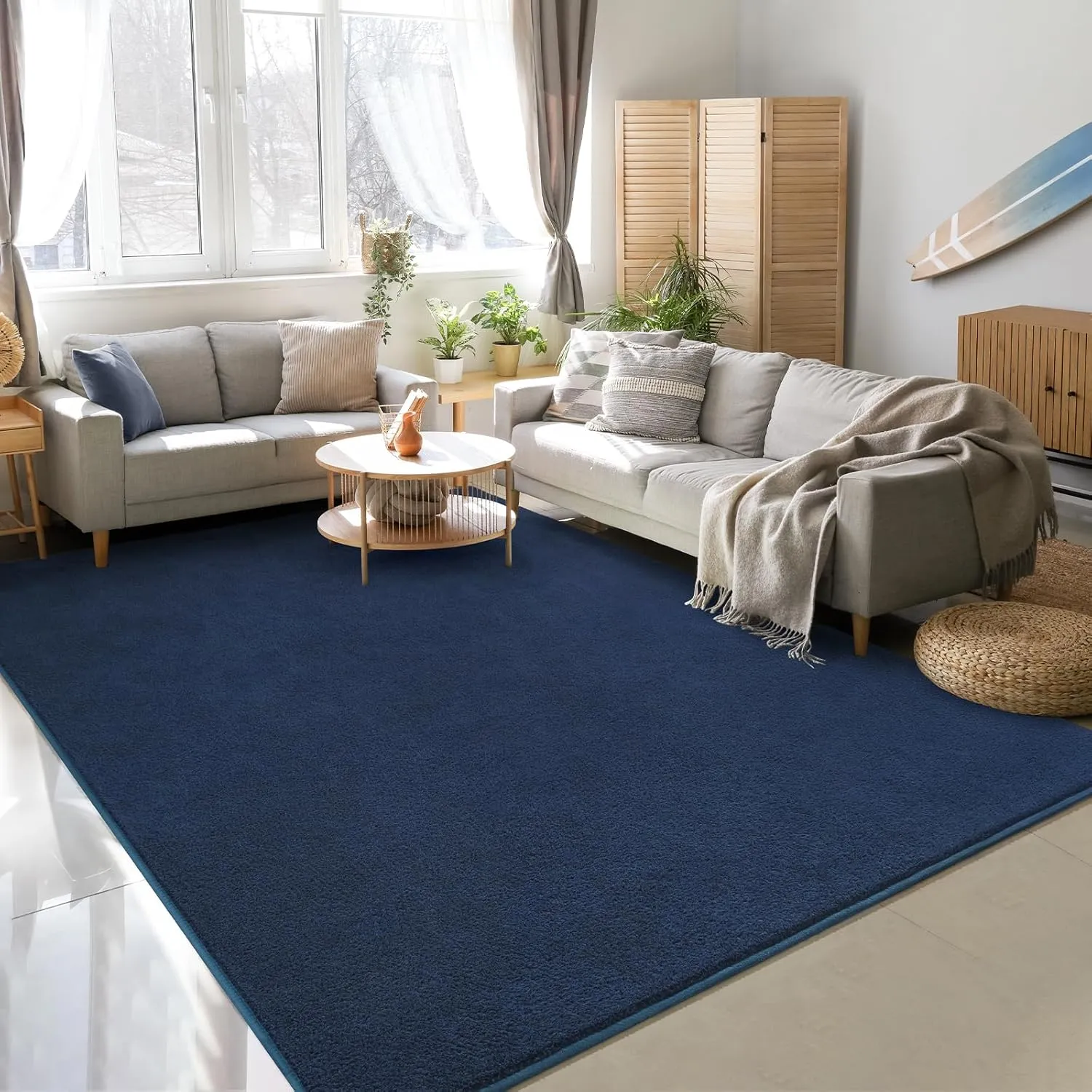 Royal Blue Rugs for Living Room,Minimalist Area Rugs 4x6,Soft Memory-foam Rugs for Bedroom,Thicked Rugs for Men Boys Girls Kids Nursery Room,Washable Dorm Apartment Rug Floor Carpets