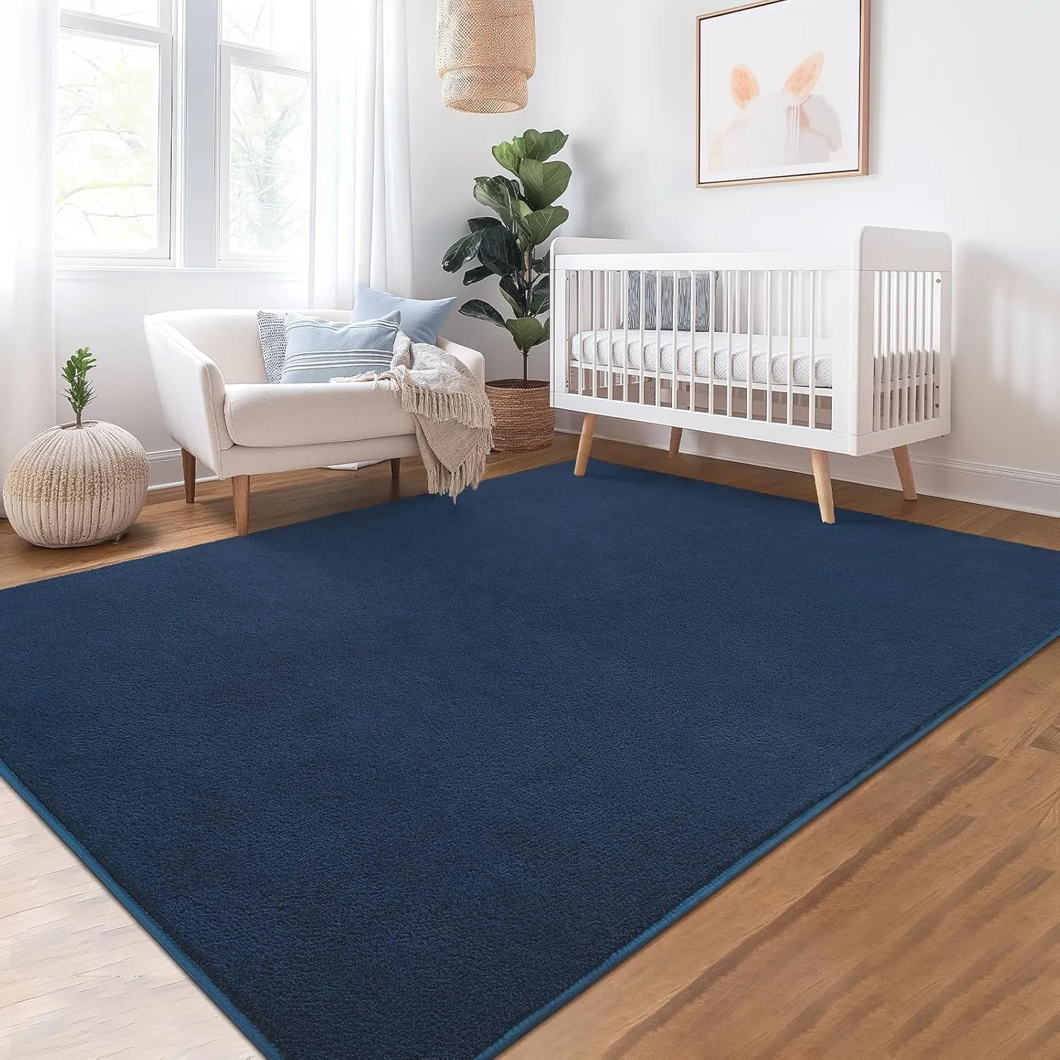 Royal Blue Rugs for Living Room,Minimalist Area Rugs 4x6,Soft Memory-foam Rugs for Bedroom,Thicked Rugs for Men Boys Girls Kids Nursery Room,Washable Dorm Apartment Rug Floor Carpets