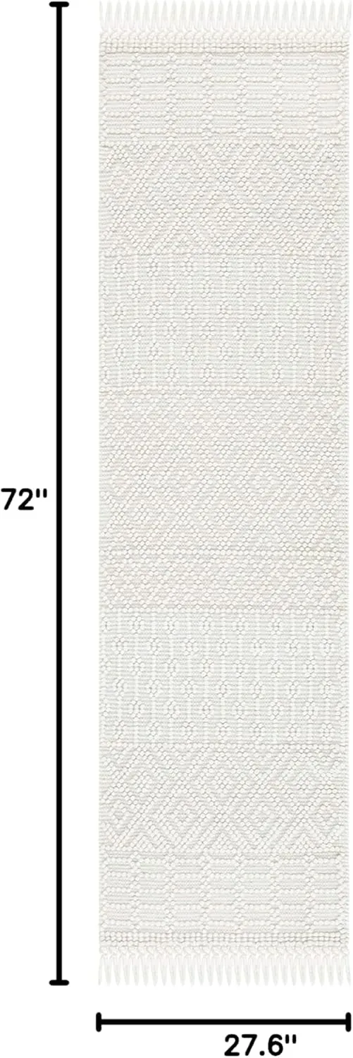 SAFAVIEH Natura Collection Runner Rug - 2'3" x 6', Ivory, Handmade Moroccan Boho Wool Fringe, Ideal for High Traffic Areas in Living Room, Bedroom (NAT852B)