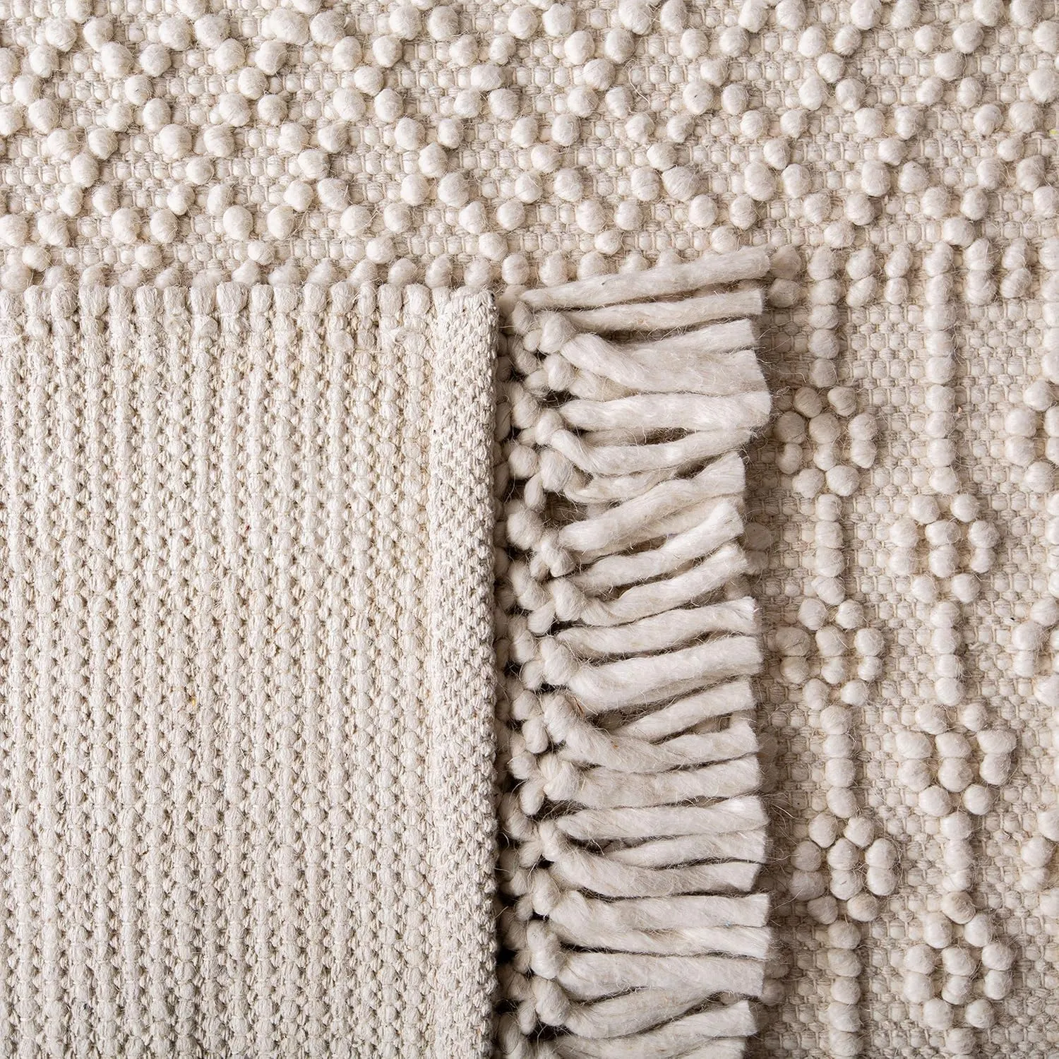 SAFAVIEH Natura Collection Runner Rug - 2'3" x 6', Ivory, Handmade Moroccan Boho Wool Fringe, Ideal for High Traffic Areas in Living Room, Bedroom (NAT852B)