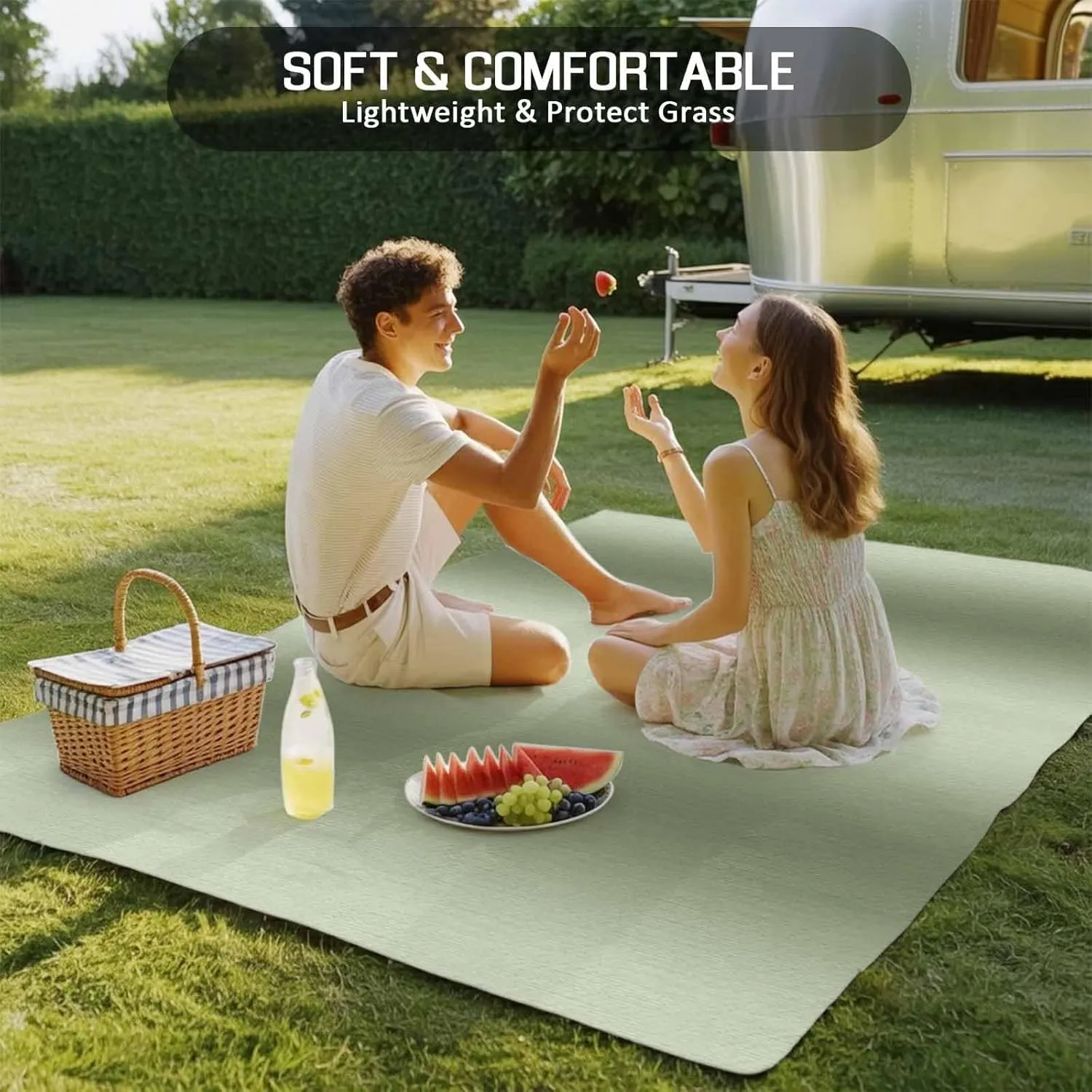 Sage Green Gradient Outdoor Patio Rug 6x9ft Large, Washable RV Camping Outside Area Runner Rug Mat, Modern Minimalist Stripes Indoor Outdoor Carpet for Picnic Backyard Deck Porch Balcony Beach