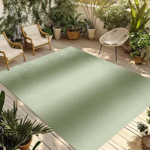 Sage Green Gradient Outdoor Patio Rug 6x9ft Large, Washable RV Camping Outside Area Runner Rug Mat, Modern Minimalist Stripes Indoor Outdoor Carpet for Picnic Backyard Deck Porch Balcony Beach