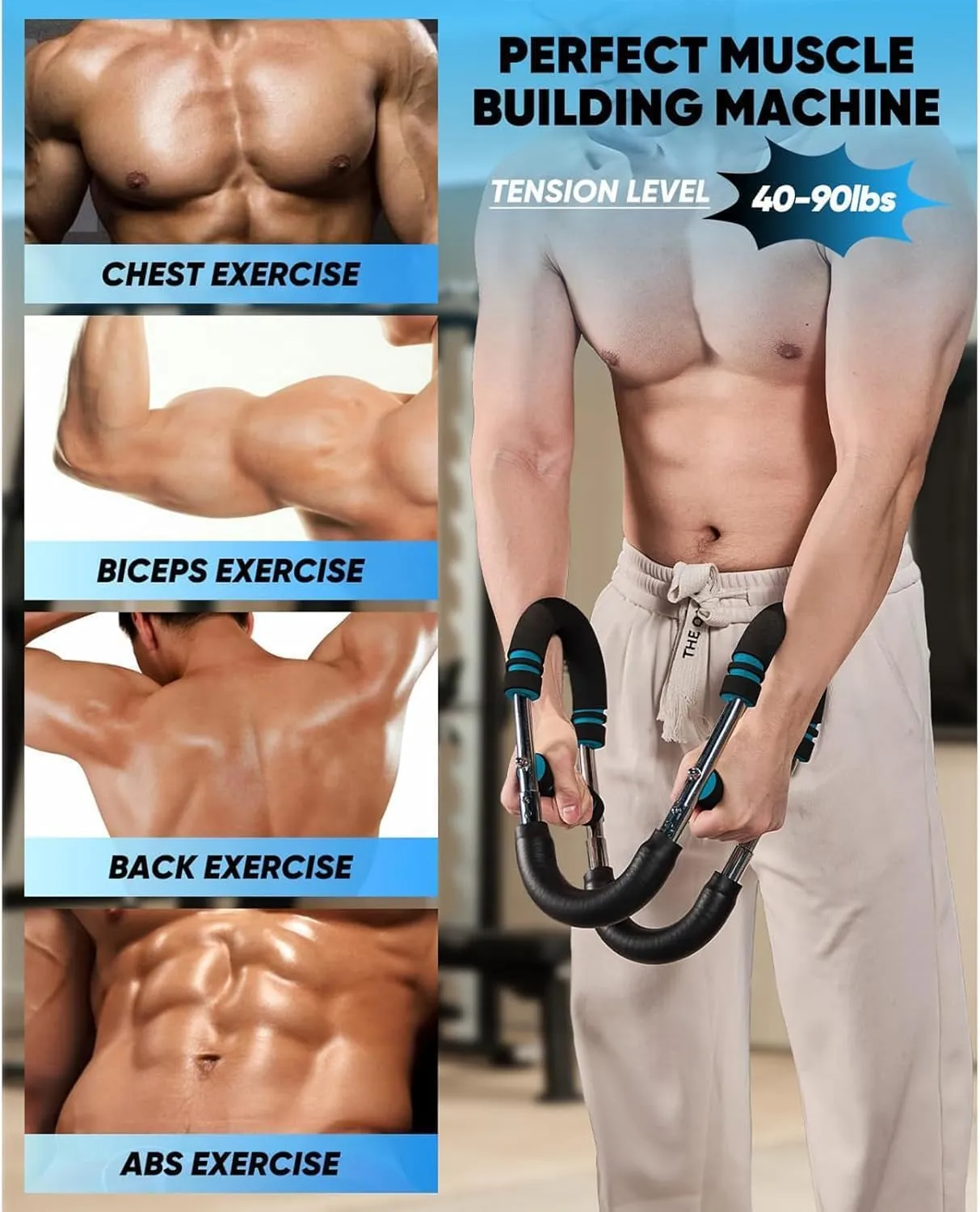 Saker Twister Arm Trainer, 40-100lb Adjustable Chest Workout Equipment, Arm Trainer, Twister Arm Trainer, Portable Power Twister Bar, Detachable Design Fitness Anywhere