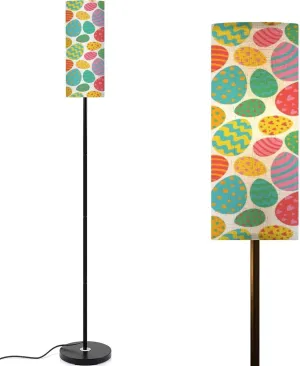 Seamless Pattern Colorful Easter Eggs Flat Style Modern Floor Lamp Minimalist Standing Lamps for Living Room LED Corner Lamp Remote Control Metal Pole Lamp for Bedroom, Reading