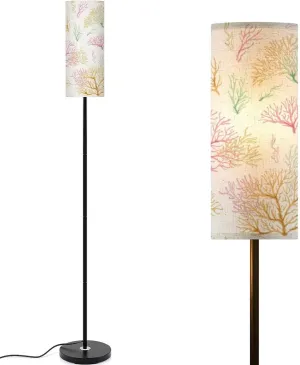 Seamless pattern corals Marine texture flat style Suitable for fabric Modern Floor Lamp Minimalist Standing Lamps for Living Room LED Corner Lamp Remote Control Metal Pole Lamp for Bedroom, Reading