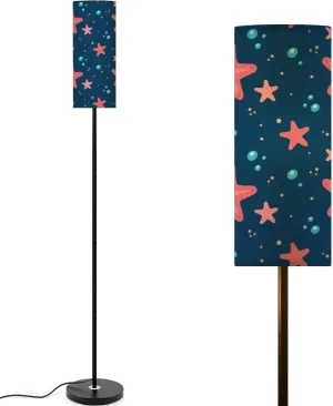 Seamless pattern starfish sand water drops is doodle style kids Flat Modern Floor Lamp Minimalist Standing Lamps for Living Room LED Corner Lamp Remote Control Metal Pole Lamp for Bedroom, Reading