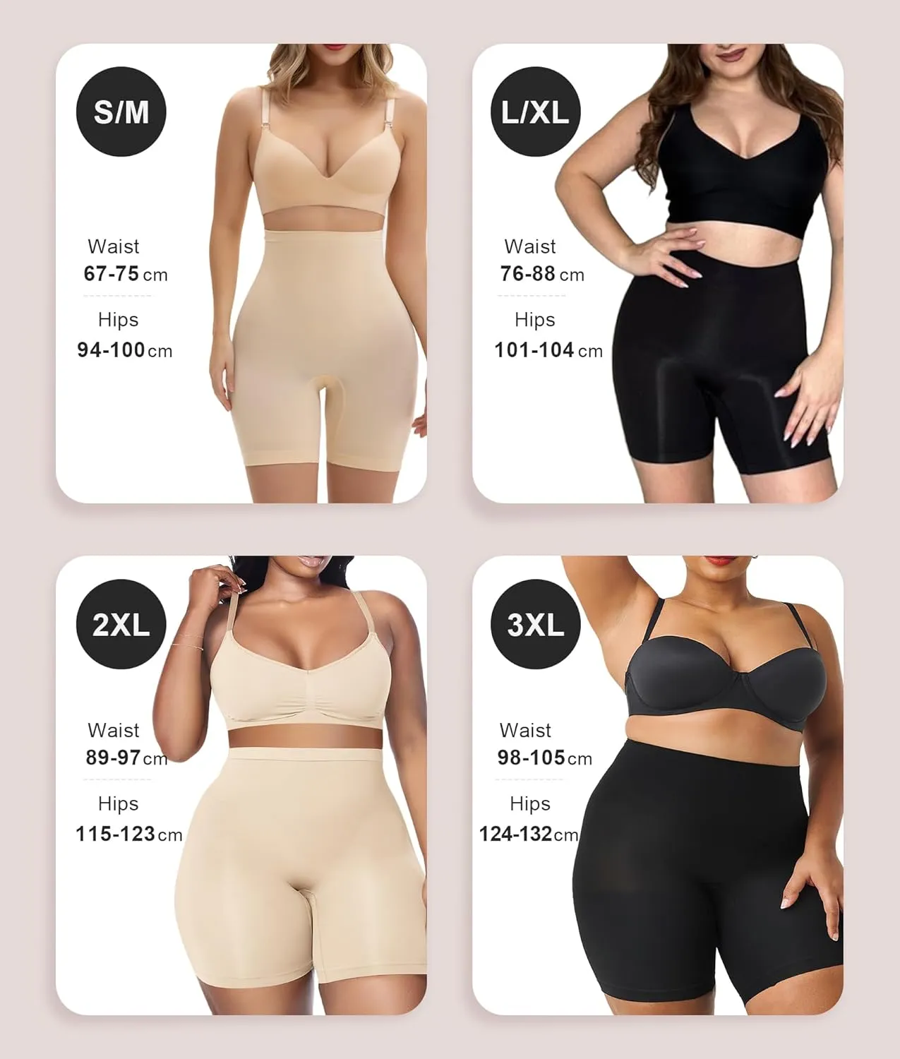 SHAPERX High-Waist Tummy Control Shapewear Shorts for Women Seamless Body Shaper for All-Day Wear Under Dresses