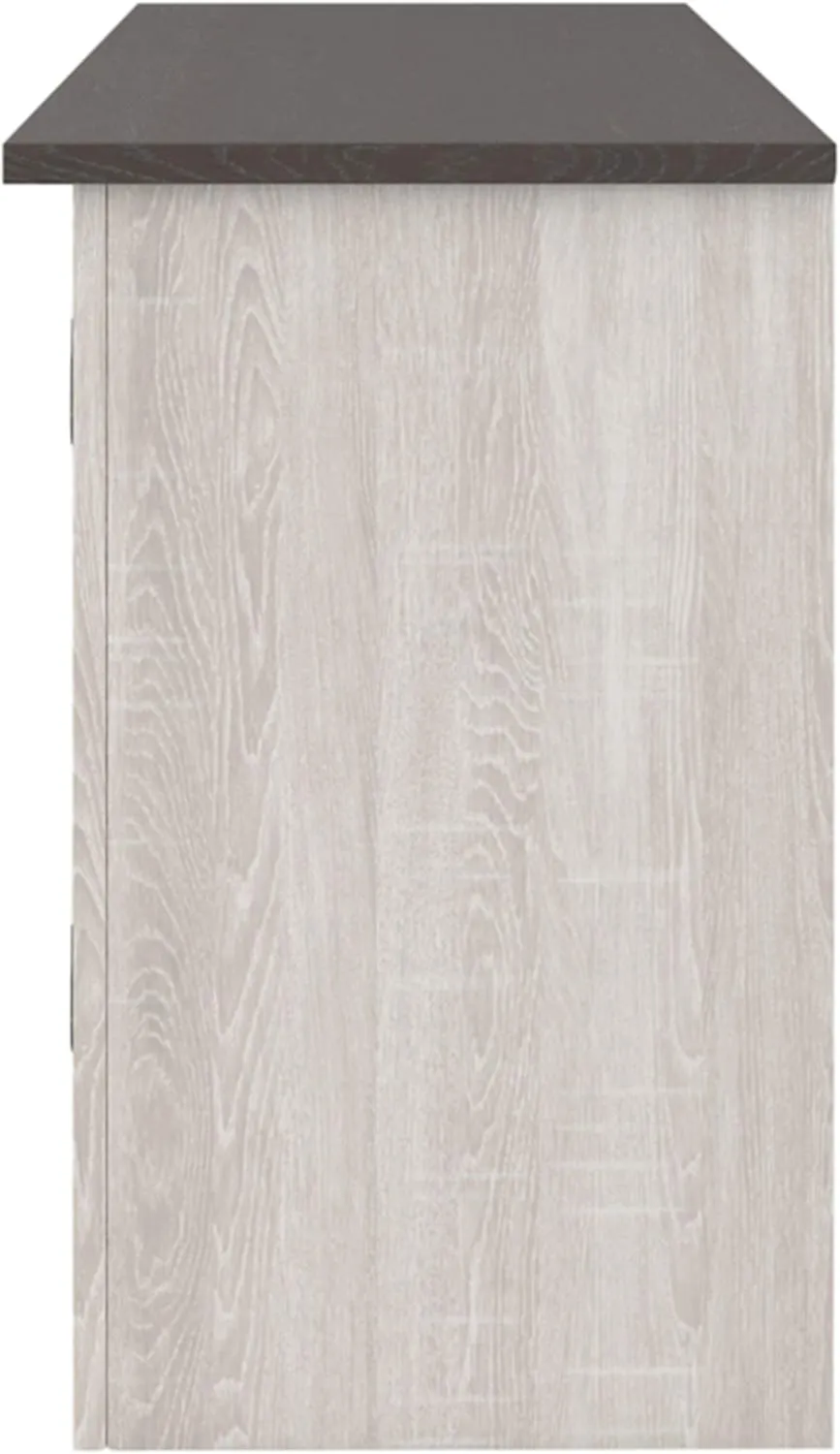 Signature Design by Ashley Dorrinson Farmhouse TV Stand with Fireplace Option, Fits TVs up to 58", Whitewash