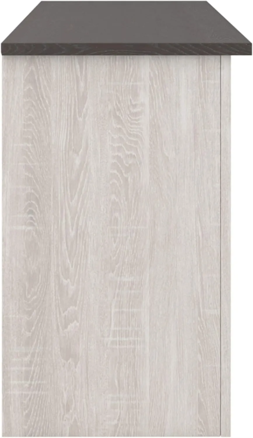 Signature Design by Ashley Dorrinson Farmhouse TV Stand with Fireplace Option, Fits TVs up to 58", Whitewash