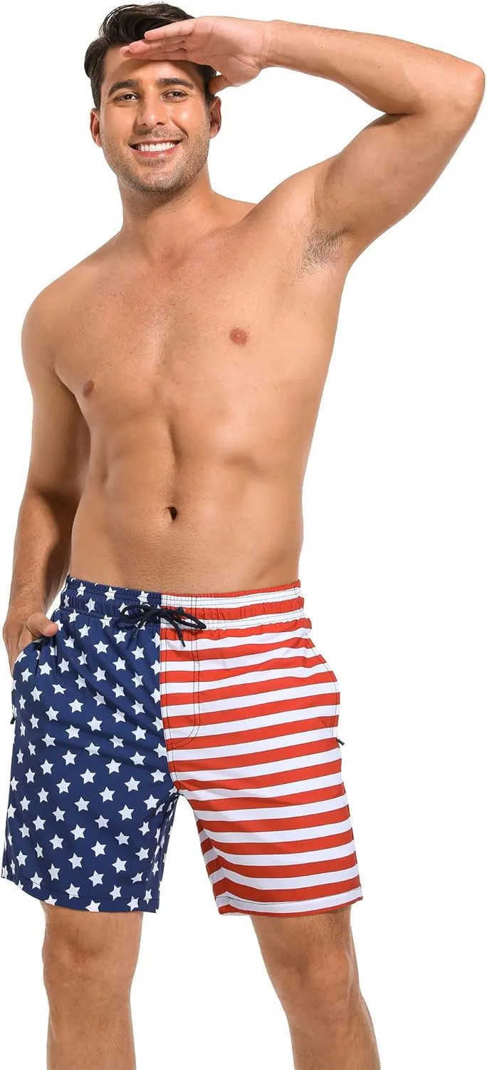 SILKWORLD Mens Swim Trunks Quick Dry Compression Liner 2 in 1 Shorts Men Swimsuit