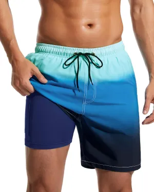 SILKWORLD Mens Swim Trunks Quick Dry Compression Liner 2 in 1 Shorts Men Swimsuit