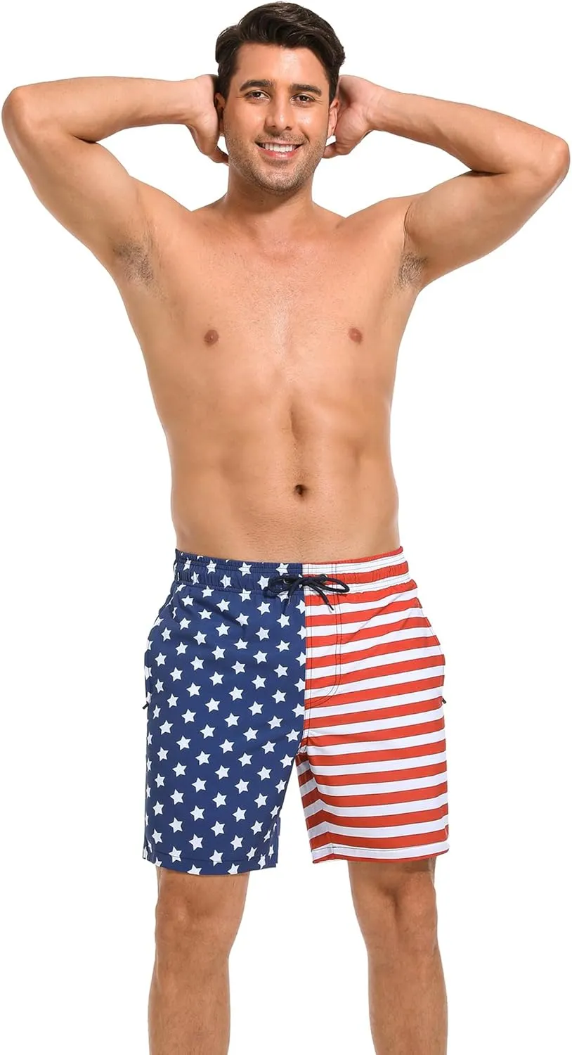 SILKWORLD Mens Swim Trunks Quick Dry Compression Liner 2 in 1 Shorts Men Swimsuit