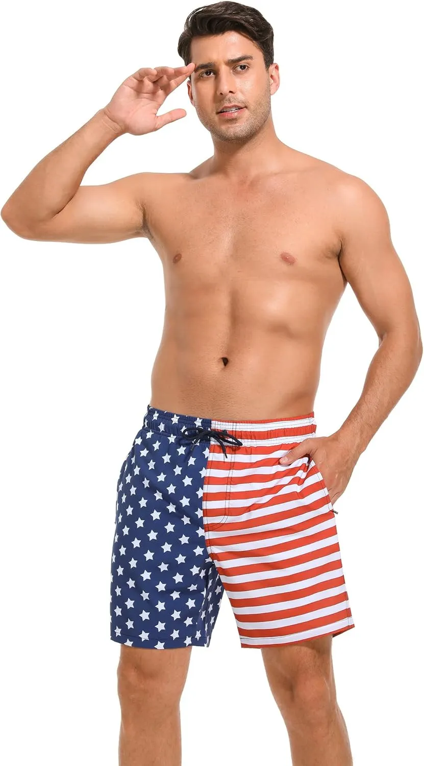 SILKWORLD Mens Swim Trunks Quick Dry Compression Liner 2 in 1 Shorts Men Swimsuit