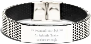 Stainless Steel Bracelet for Athletic Trainer Close Enough Inspirational Gifts for Sports Enthusiasts and Coaches - Birthday, Christmas, Graduation.