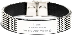 Stainless Steel Bracelet for Fitness Trainer Confidence and Inspiration, Perfect Idea Gifts for Christmas and Graduation