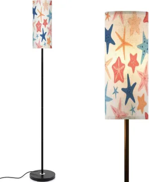 Starfish seamless pattern cartoon flat style Sea animal underwater Modern Floor Lamp Minimalist Standing Lamps for Living Room LED Corner Lamp Remote Control Metal Pole Lamp for Bedroom, Reading