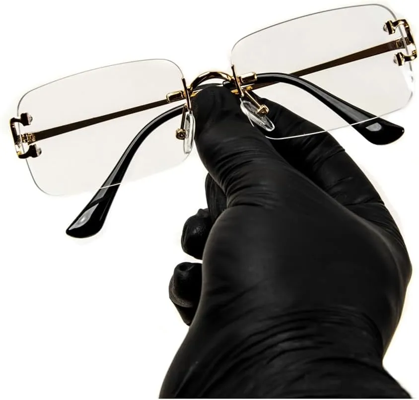 Street Knitted Square Unisex Frameless Gold Wire Frame Luxury Trendy Old School Retro 90's Rimless Clear Lens Hip Hop Rectangle Eye Glasses For Men Women
