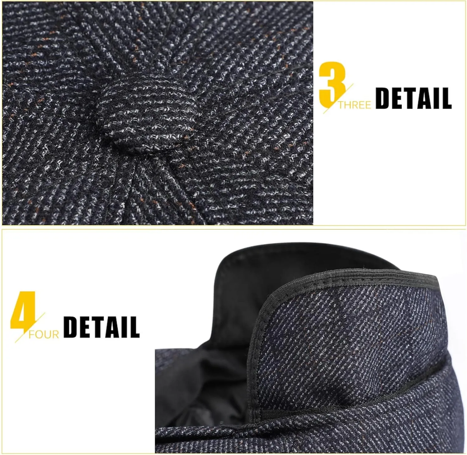 Sumolux Newsboy Cap for Men Wool Classic 8 Panel Vintage Gatsby Lvy Cabbie Hat Flat Beret Cap