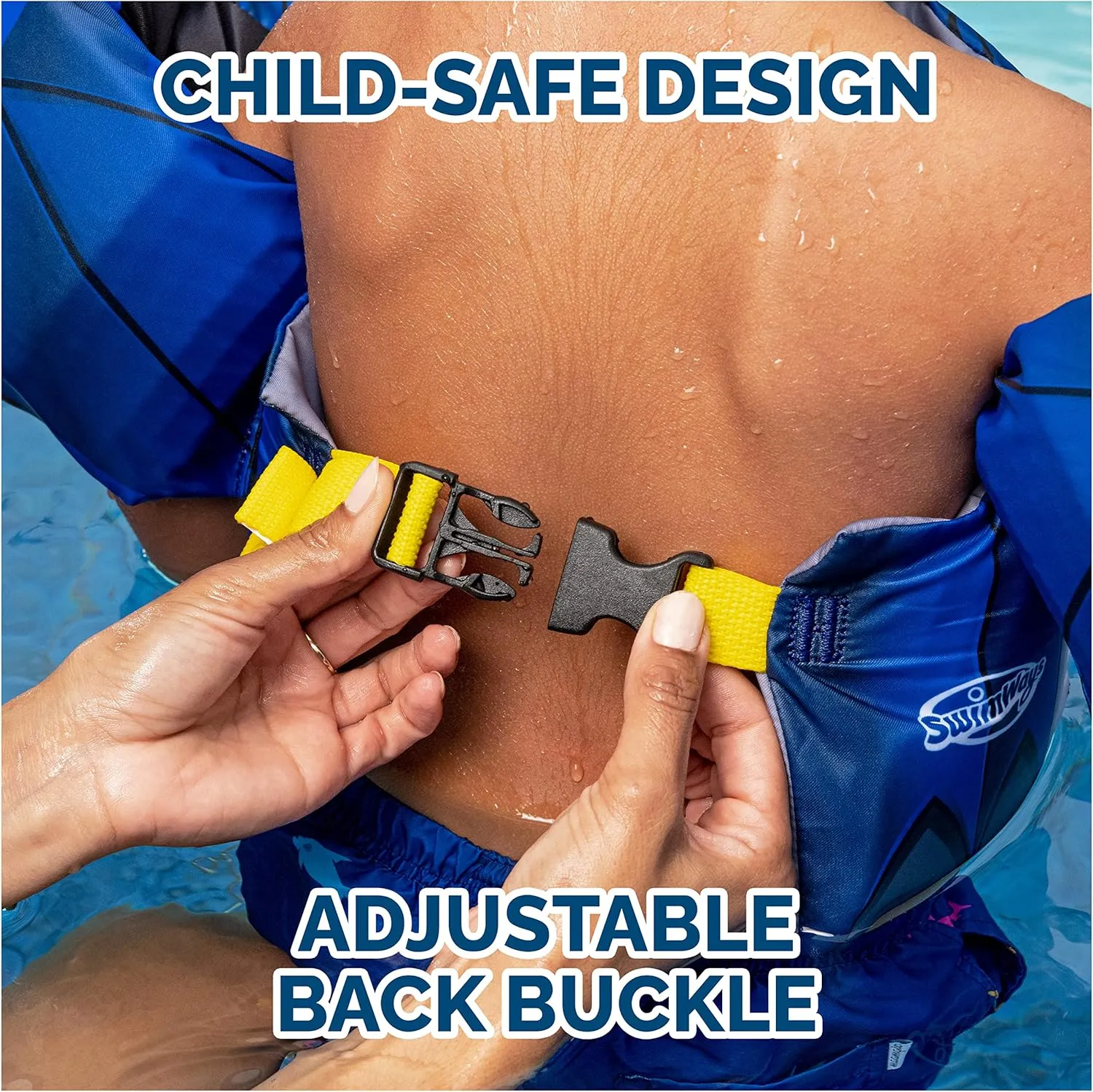 SwimWays DC Batman Swim Trainer, US Coast Guard Approved Life Vest Kids Swim Vest, Arm Floaties & Life Jackets for Kids 33-55 lbs, Batman