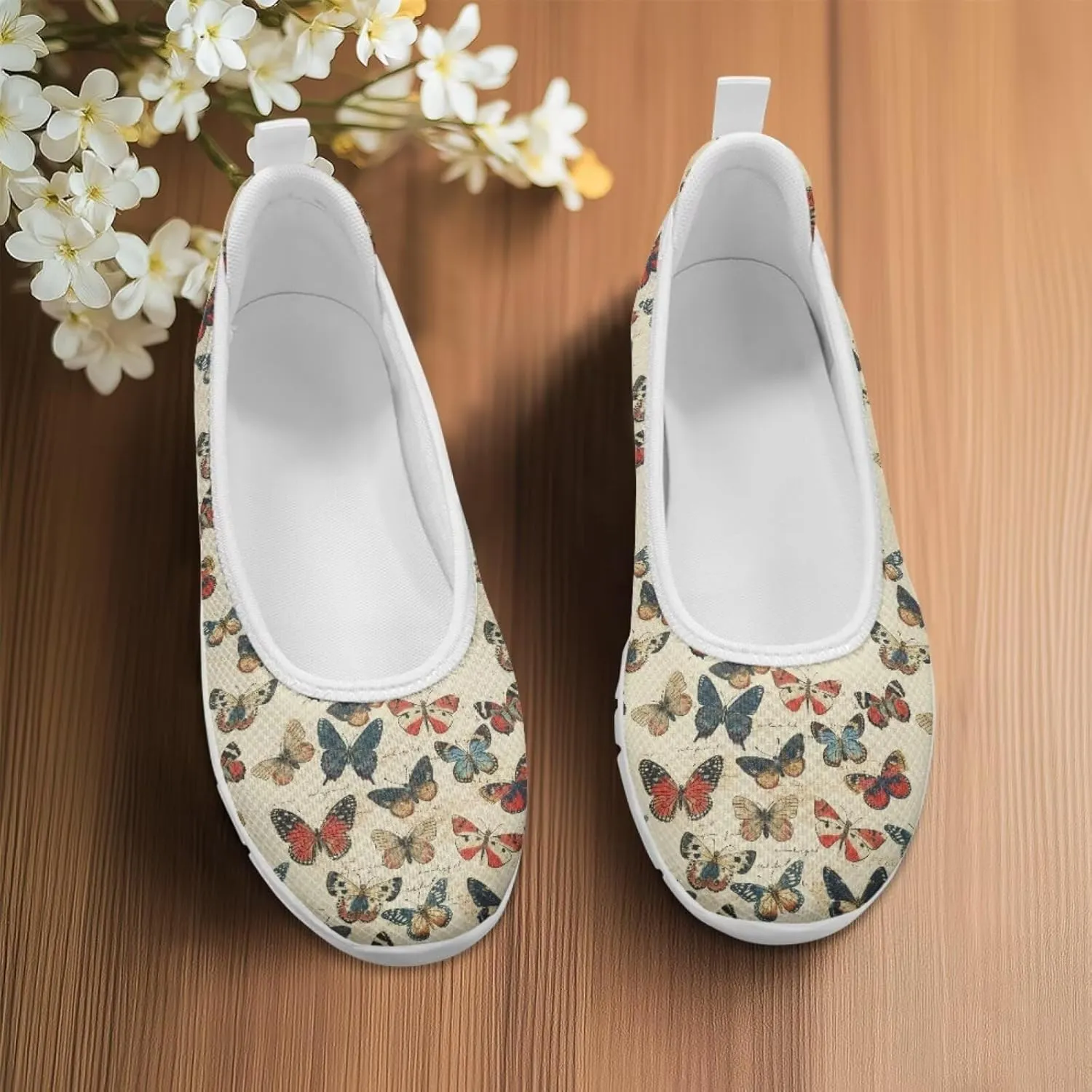 SYtrade Loafers for Women Breathable Slip On Walking Shoes White Sole