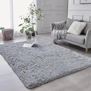 TABAYON Luxury Shag Area Rug, 3x5 Feet Grey Rectangle Plush Fuzzy Rugs, Non-Slip Shaggy Furry Carpets for Kids Room Bedroom