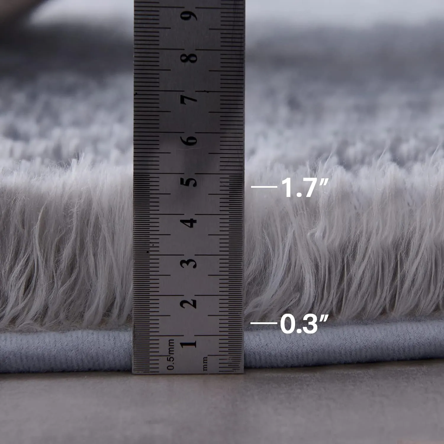 TABAYON Luxury Shag Area Rug, 3x5 Feet Grey Rectangle Plush Fuzzy Rugs, Non-Slip Shaggy Furry Carpets for Kids Room Bedroom