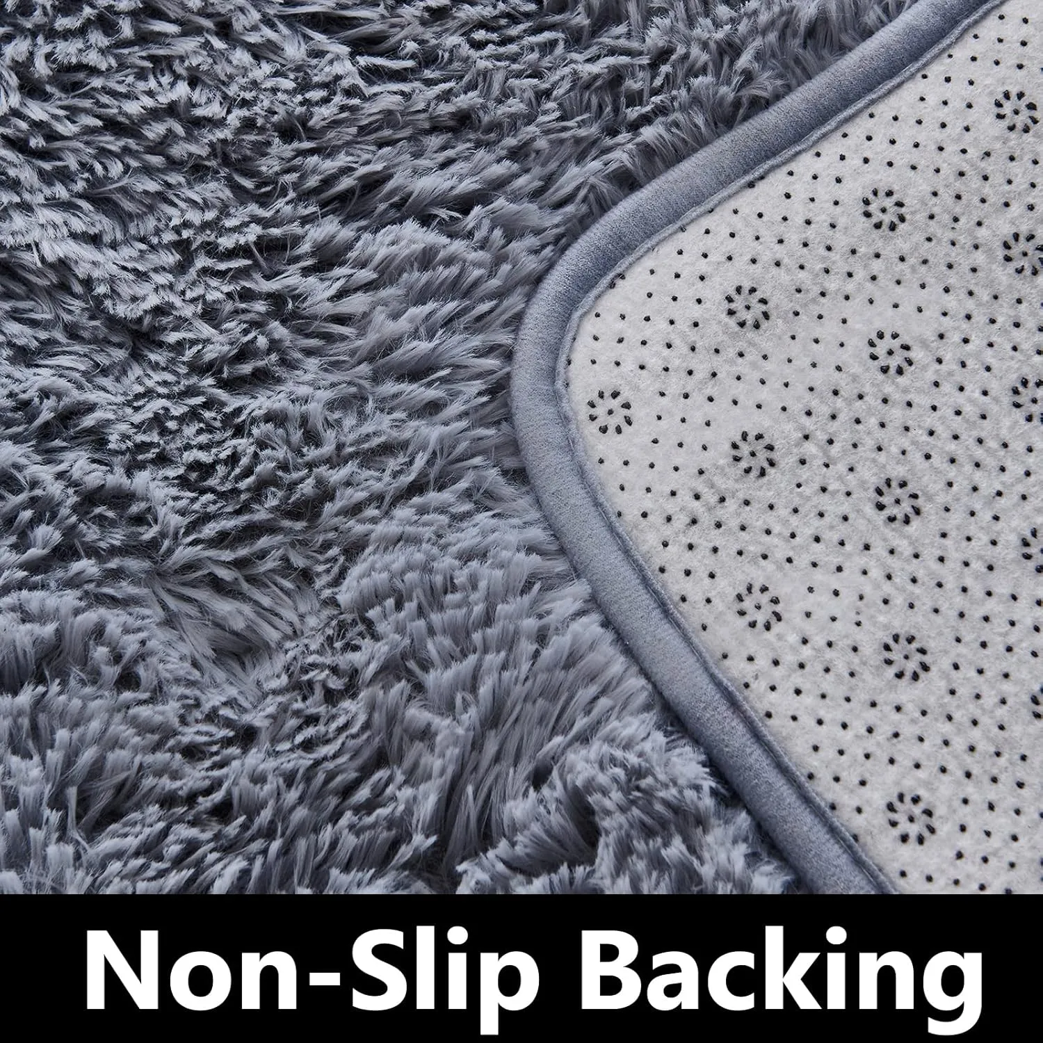 TABAYON Luxury Shag Area Rug, 3x5 Feet Grey Rectangle Plush Fuzzy Rugs, Non-Slip Shaggy Furry Carpets for Kids Room Bedroom