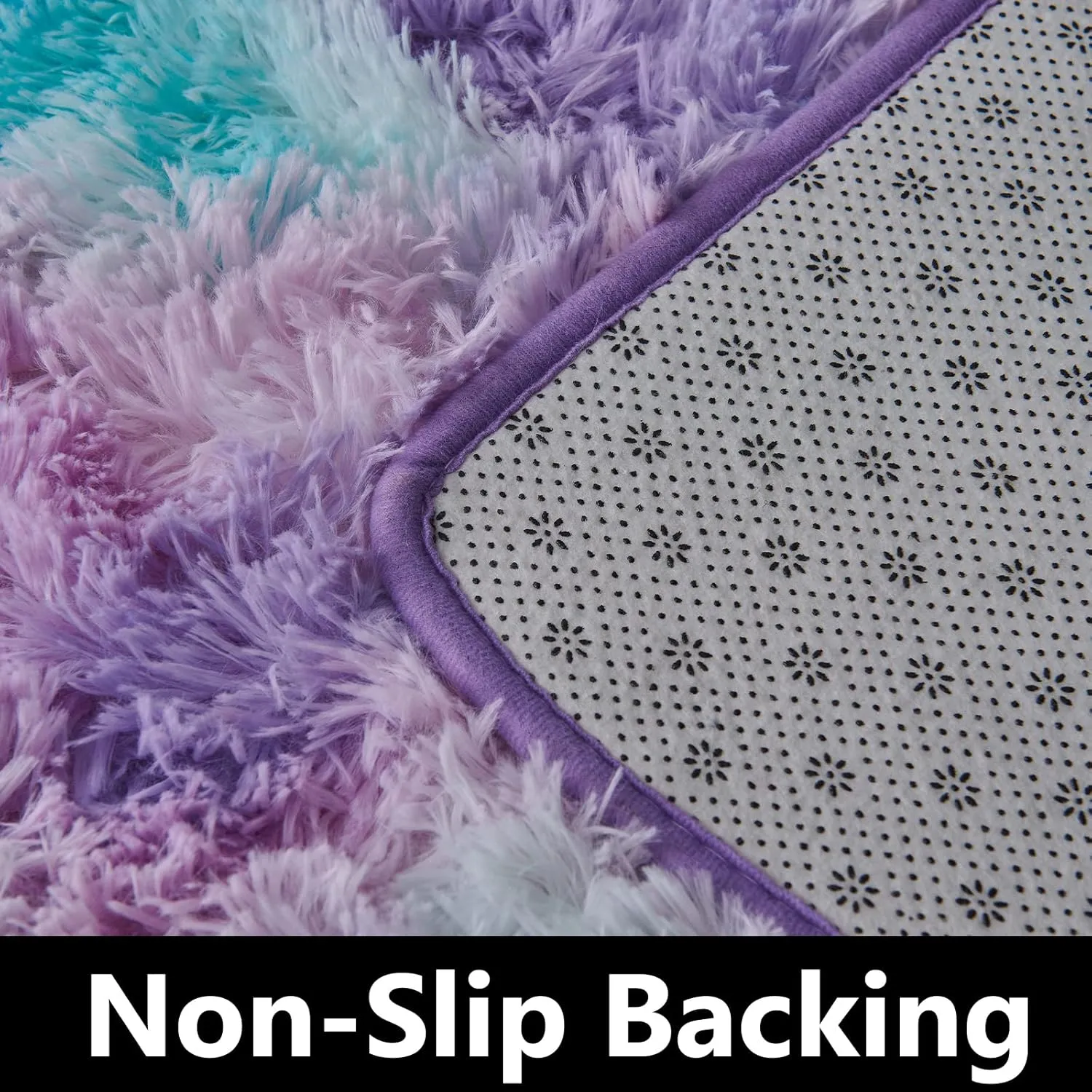 TABAYON Luxury Shag Area Rug, 3x5 Feet Tie-Dyed Light Purple Rectangle Plush Fuzzy Rugs, Non-Slip Shaggy Furry Carpets for Kids Room Bedroom