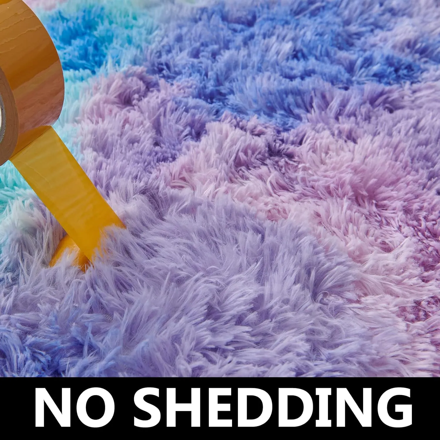 TABAYON Luxury Shag Area Rug, 3x5 Feet Tie-Dyed Light Purple Rectangle Plush Fuzzy Rugs, Non-Slip Shaggy Furry Carpets for Kids Room Bedroom