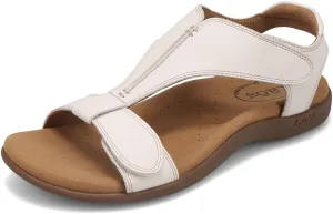 Taos The Show Premium Leather Women's Sandal - Experience Everyday Style, Comfort, Arch Support, Cooling Gel Padding and an Adjustable Fit for Exceptional Walking Comfort White 11 (M) US