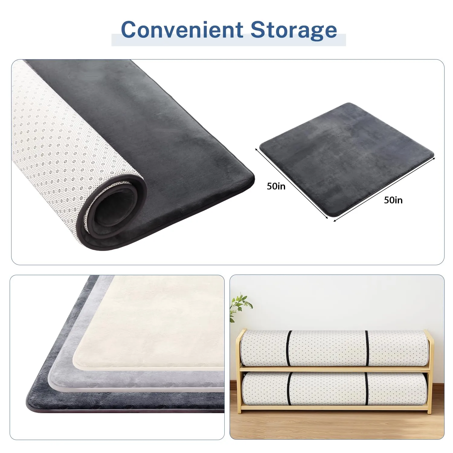 Thick Baby Play Mat for Floor,50 x 50 Playpen Mat,Tummy Time Foam Mat,Ultra Soft Support & Plush Feel,Easy Care with Non-Slip Cushioned for Infant,Kids and Toddler Crawling, Dark Grey