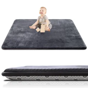 Thick Baby Play Mat for Floor,50 x 50 Playpen Mat,Tummy Time Foam Mat,Ultra Soft Support & Plush Feel,Easy Care with Non-Slip Cushioned for Infant,Kids and Toddler Crawling, Dark Grey
