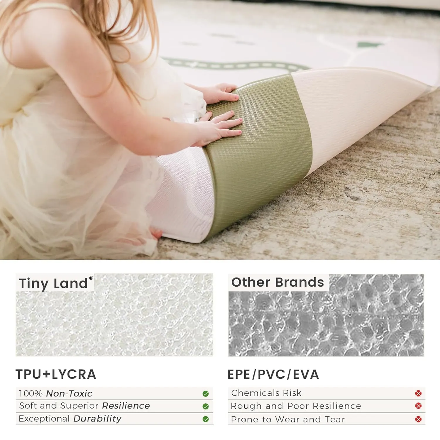 Tiny Land Baby Crawling Mat Reversible Baby Play Mat 78" X 55" Waterproof Non-Slip Larger Playmat Odorless Foam Floor Mat for Infants,Toddlers(Forest Wonders)