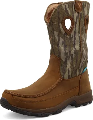 Twisted X Men's 11" Pull On Hiker Boot, Moc Toe with CellSole, Mossy Oak Bottomland Camo & Distressed Saddle, 9 W