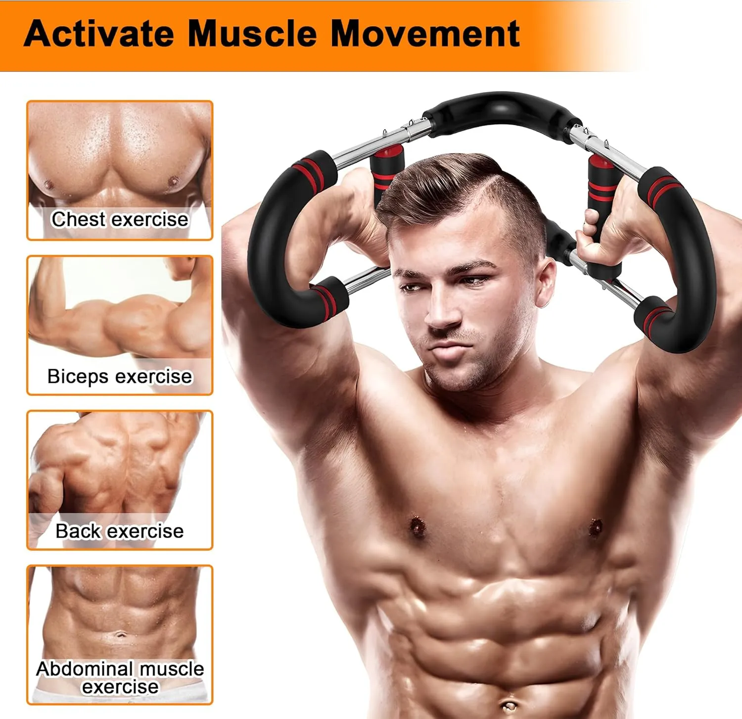 Twister Arm Trainer, 60-110lb Chest Workout Equipment, Three-Speed Adjustable Fitness Equipment, Arm Trainer, Portable Power Twister Bar, Detachable Design Fitness，for Home & Gym Fitness Equipment