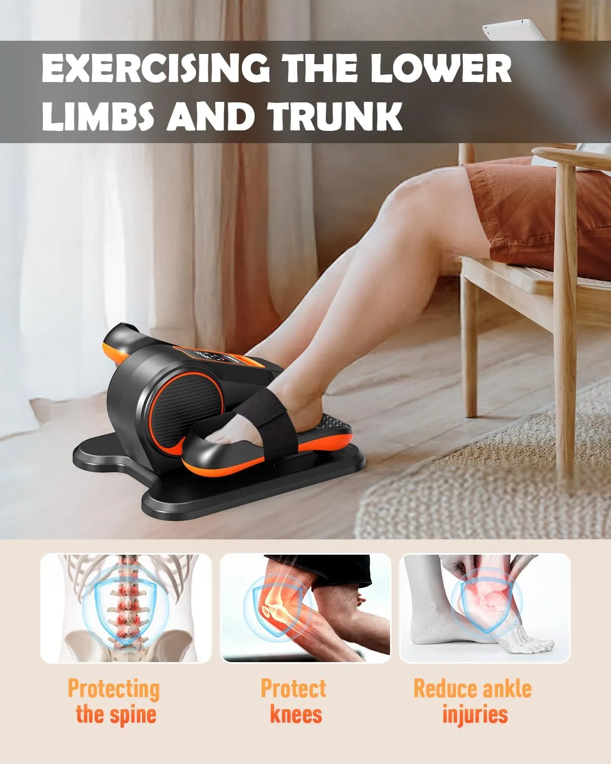 Under Desk Elliptical Machine, Electric Ellipse Leg Exerciser for Senior, 12 Adjustable Speeds Quiet and Portable Seated Pedal Exerciser for Training with Remote Control
