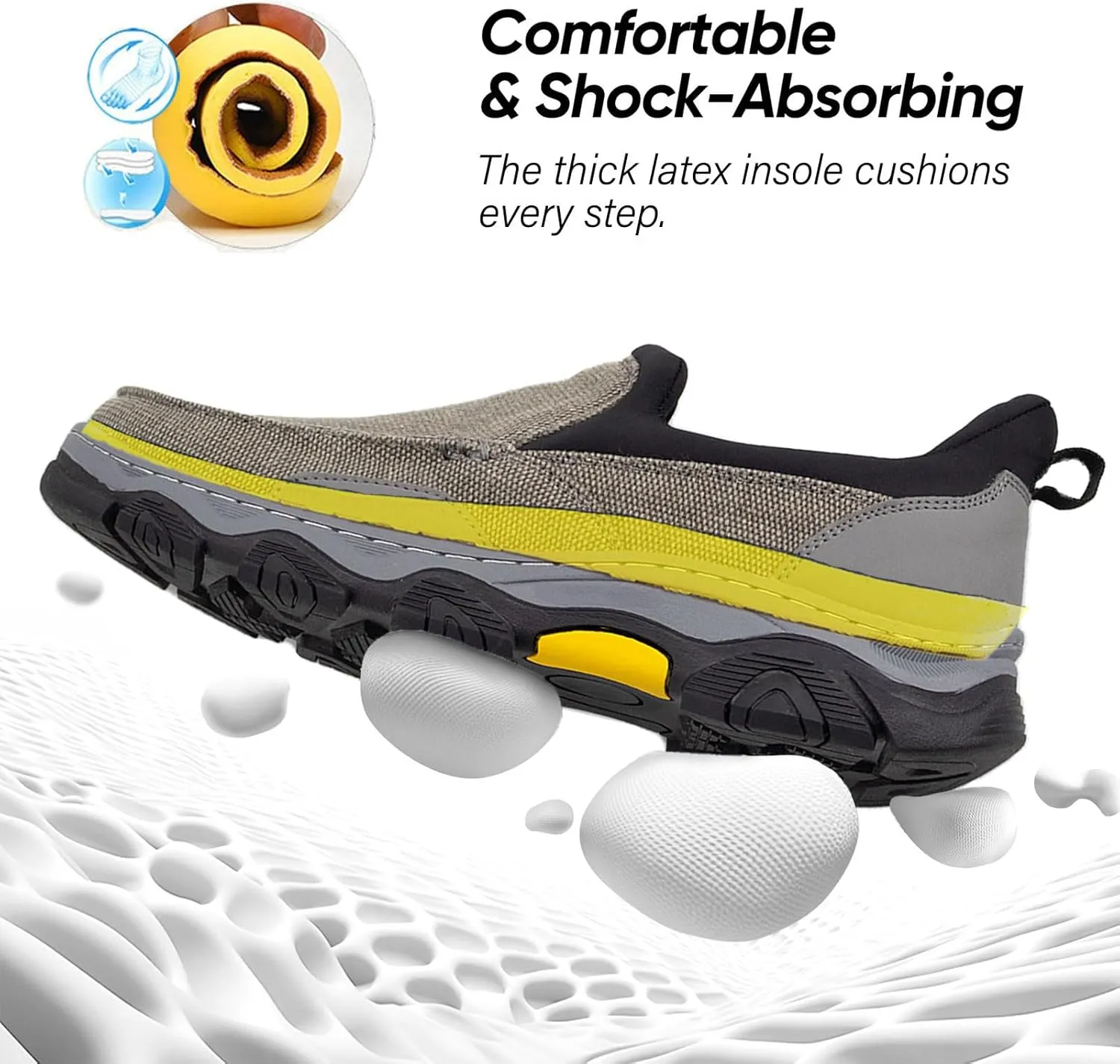 UPIShi Men's Hands Free Slip On Loafer Slip-ins Walking Casual Canvas Lightweight Indoor Outdoor Cushioning Shoes