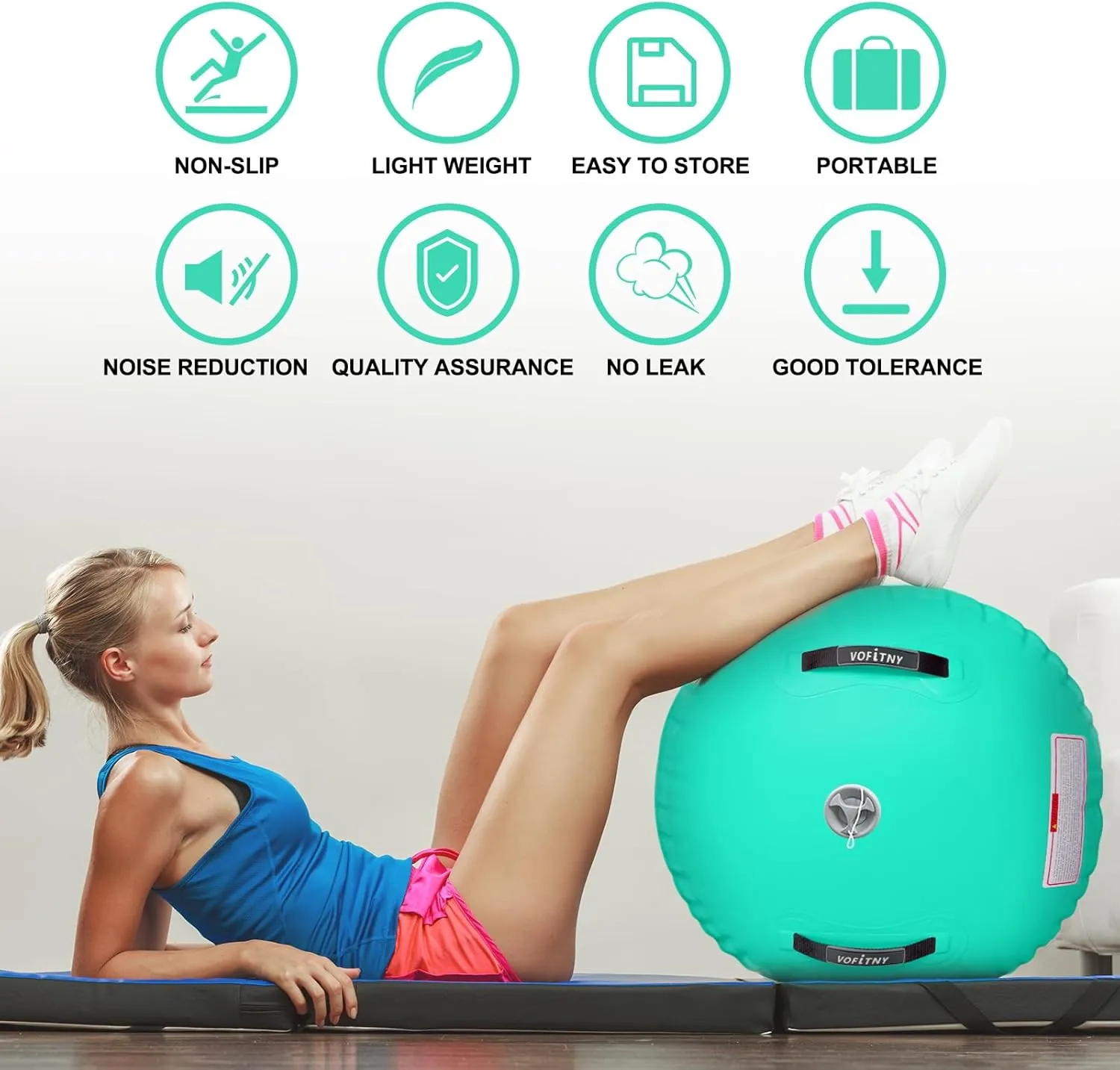 VOFiTNY Gymnastics Tumbling Equipment Air Barrel Inflatable Octagon Tumbler Roller Back-bend Trainer Chearleeding Mat Without Pump
