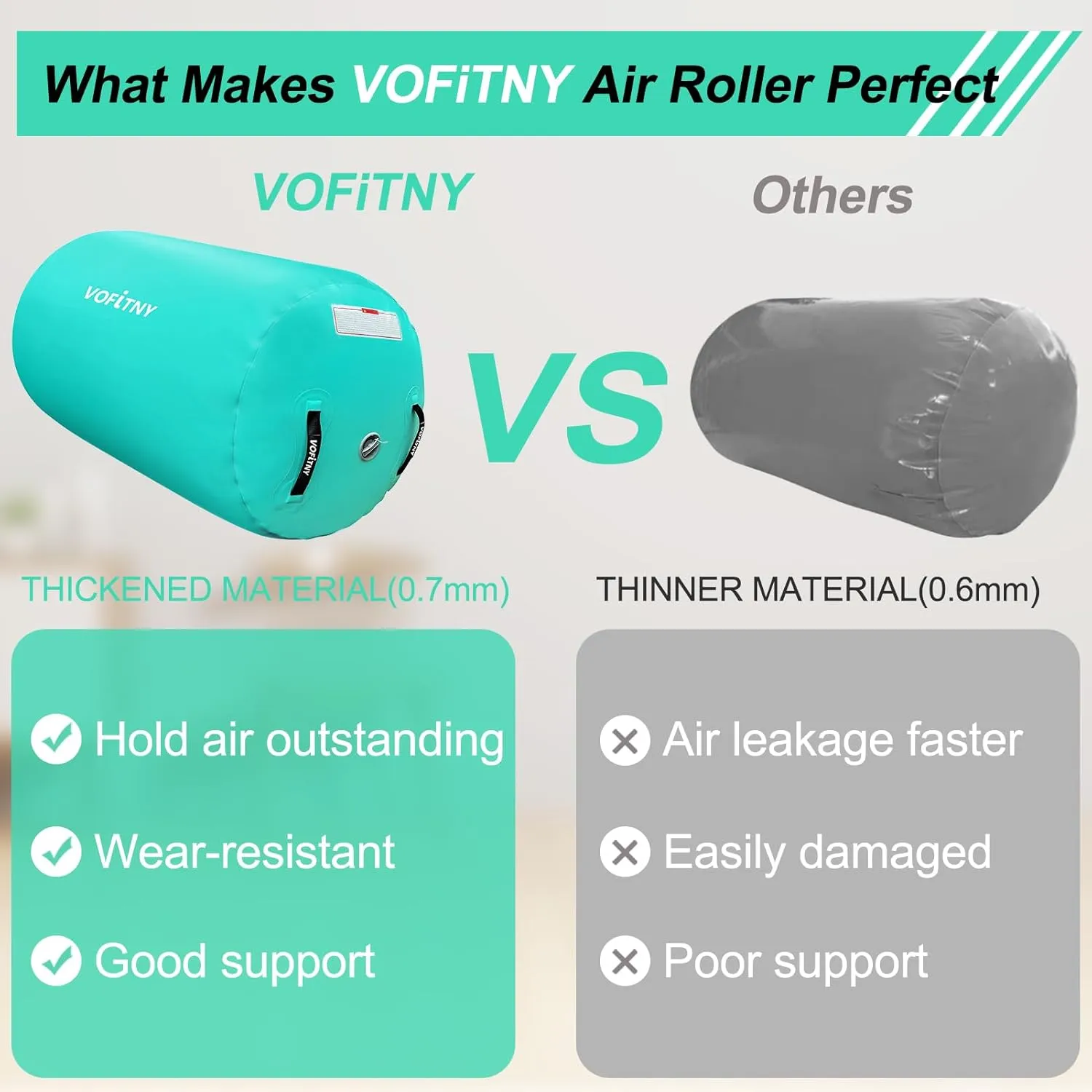 VOFiTNY Gymnastics Tumbling Equipment Air Barrel Inflatable Octagon Tumbler Roller Back-bend Trainer Chearleeding Mat Without Pump