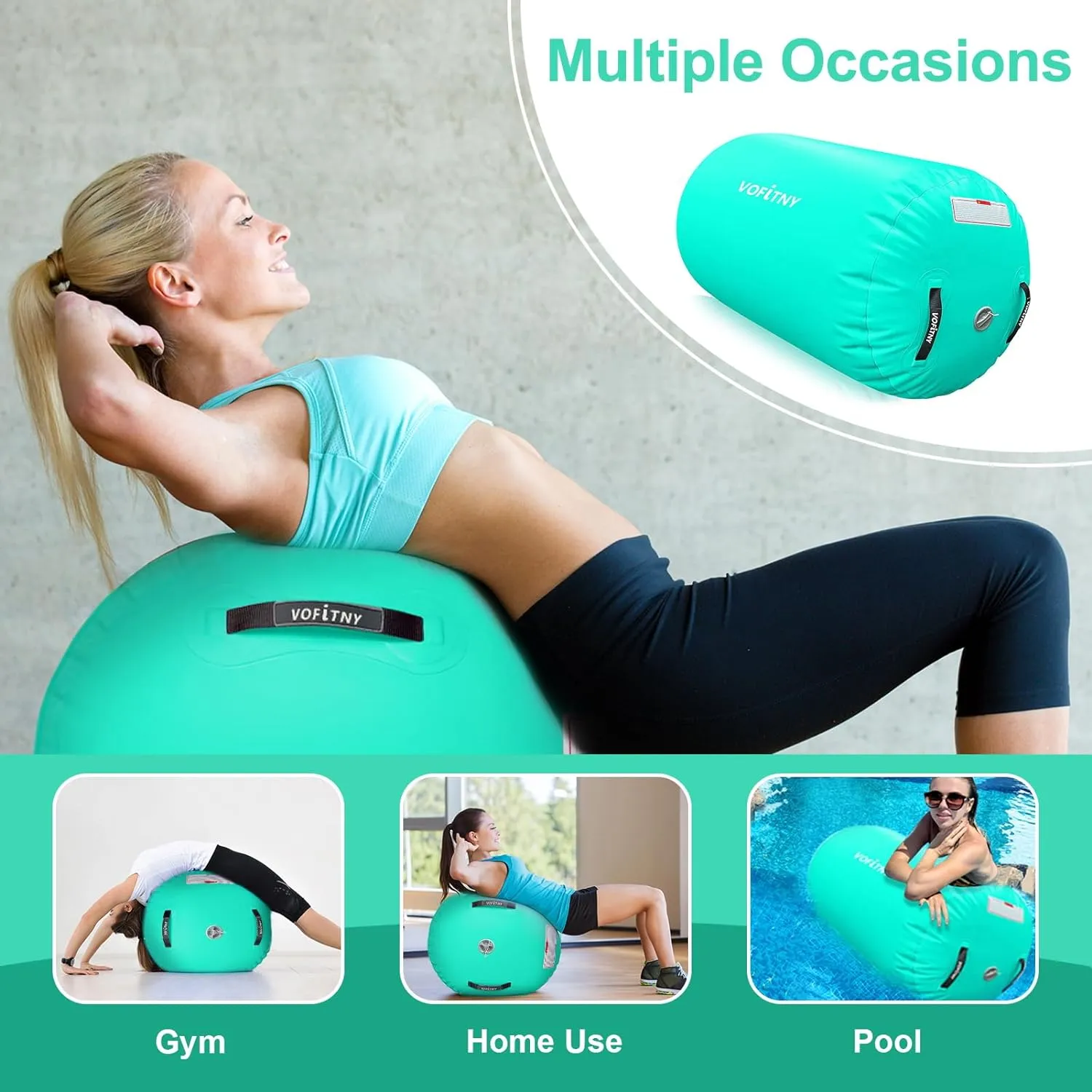 VOFiTNY Gymnastics Tumbling Equipment Air Barrel Inflatable Octagon Tumbler Roller Back-bend Trainer Chearleeding Mat Without Pump