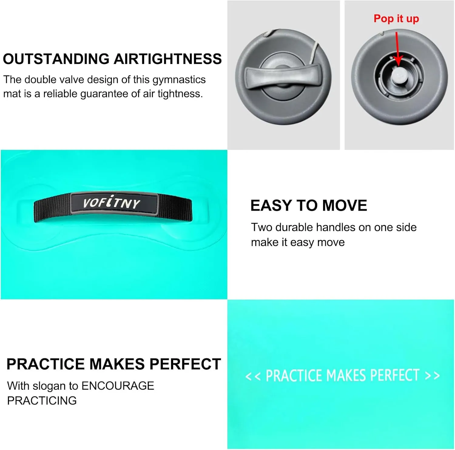 VOFiTNY Gymnastics Tumbling Equipment Air Barrel Inflatable Octagon Tumbler Roller Back-bend Trainer Chearleeding Mat Without Pump