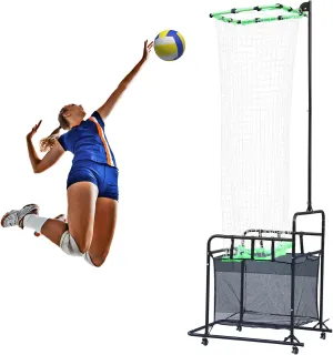Volleyball Setter Trainer Net, Adjustable Height and Angle Volleyball Trainer Net, Volleyball Target Net with Wheels and Collection Bag, Volleyball Training Equipment for Indoor and Outdoor