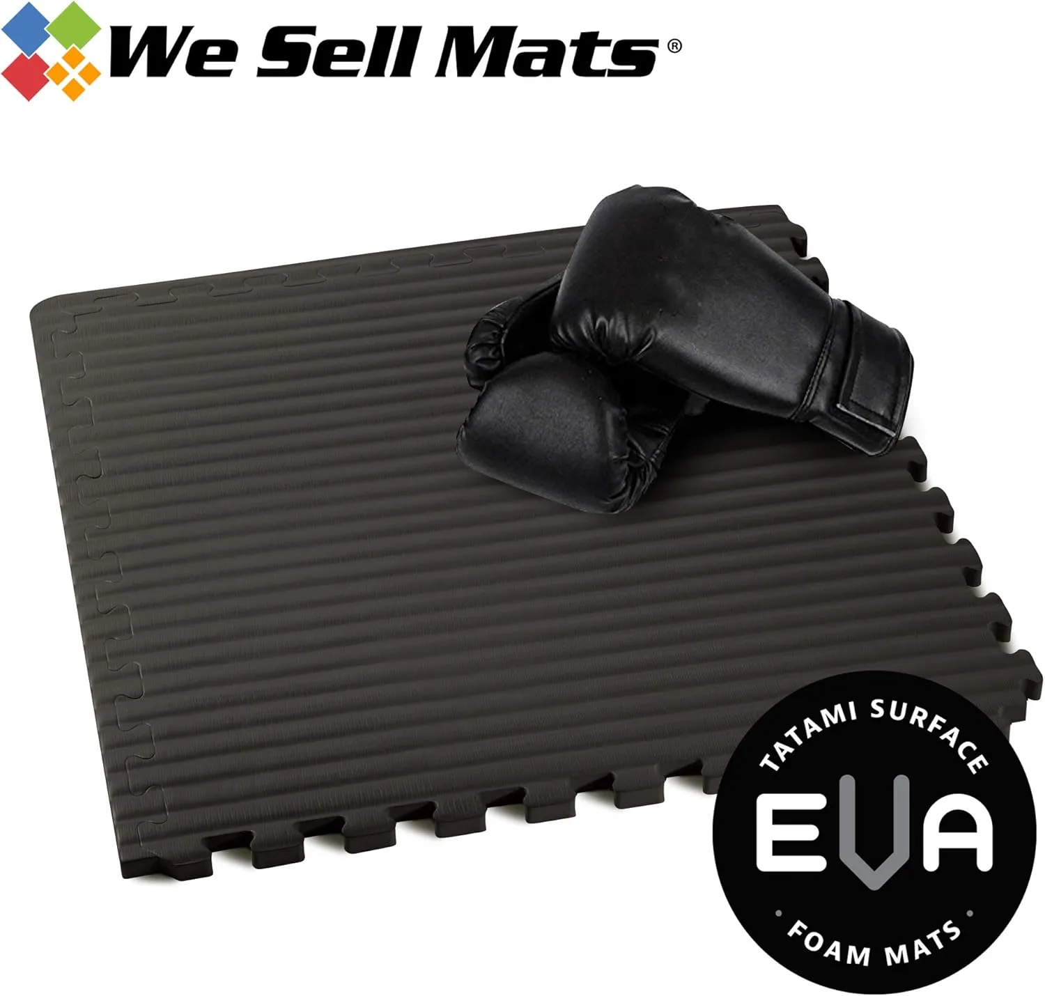 We Sell Mats 3/4 Inch Thick Martial Arts EVA Foam Exercise Mat, Tatami Pattern, Interlocking Floor Tiles for Home Gym, MMA, Anti-Fatigue Mats, 24 in x 24 in