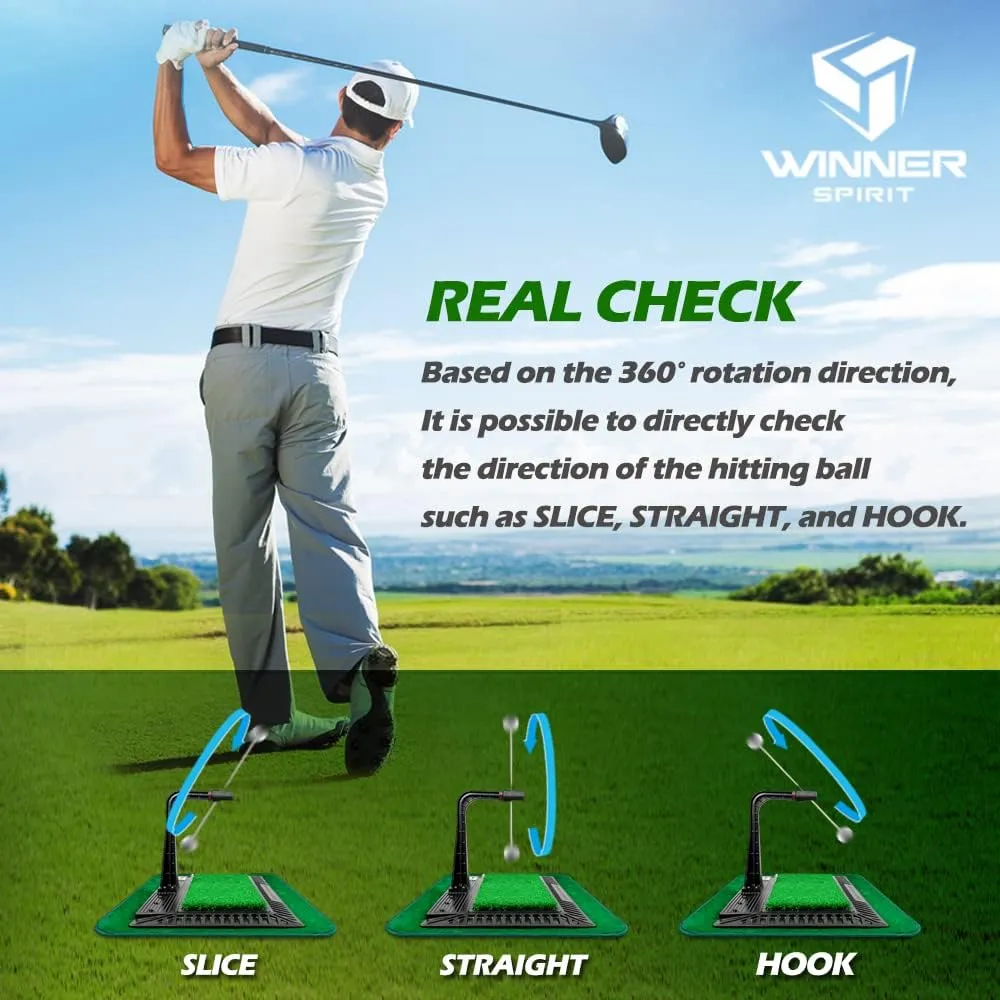 WINNER SPIRIT Real Swing 300 Golf Swing & Hitting Trainer, True Impact, Checking Path After Swing Practice Mat Groover Training Aid, Height Adjustable