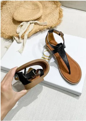 Women Thong Flat Sandals Casual Dress Sandals with Ankle Strap Summer Shoes for Wedding Party