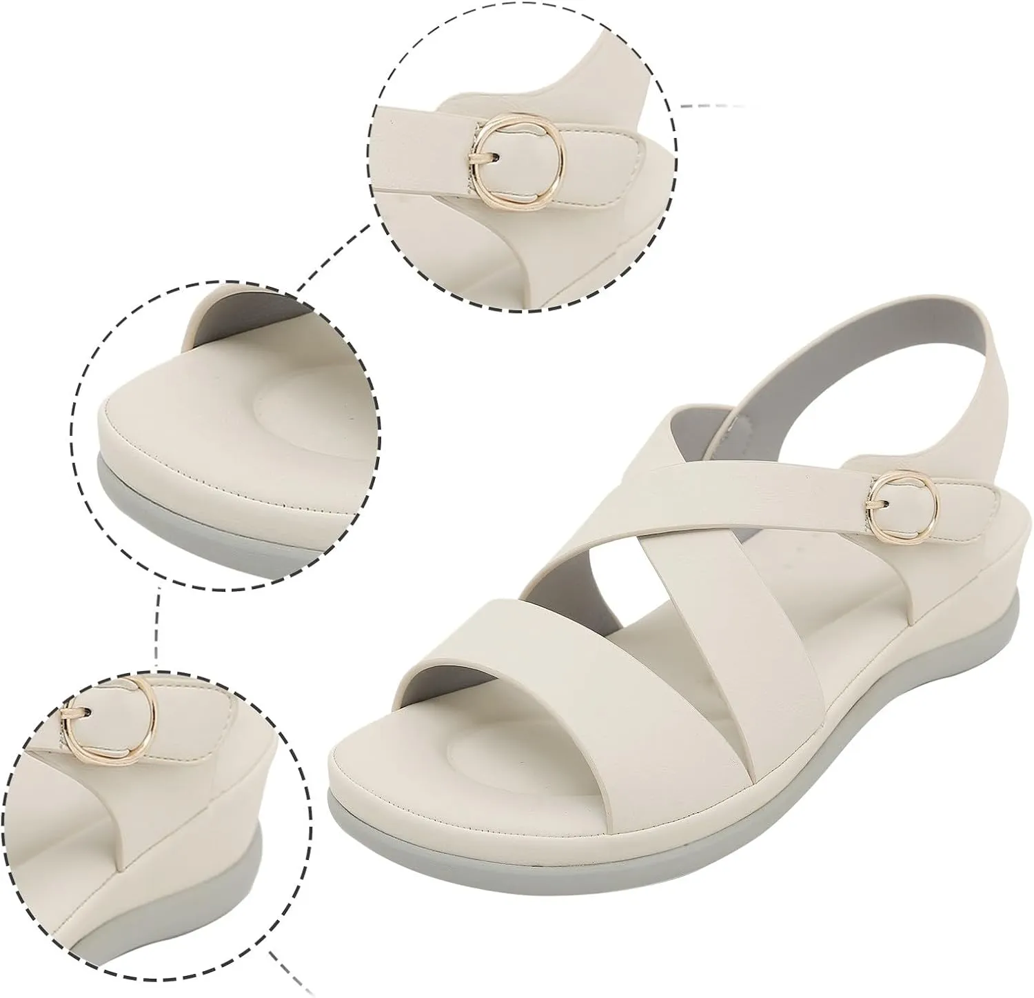 Women's Arch Support Orthotic Sandals Comfortable Walking Sandals with Adjustable Hooks Open Toe Beach Sandal