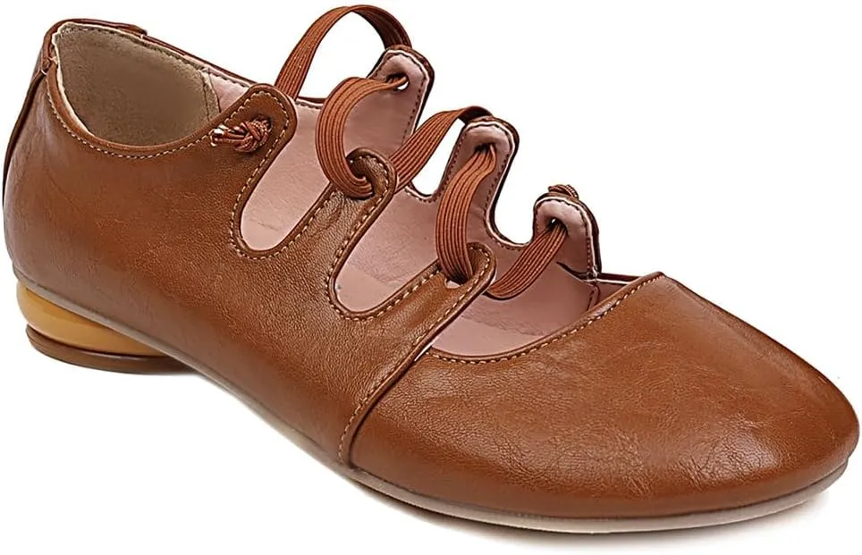 Women's Girls Mary Janes Ballet Flats Round Toe Comfort Elastic Slip On Ballerina Dress Walking Shoes