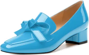 Womens Loafer with Heel, Comfortable Chunky Heels for Women, Loafers Shoes with Bowknot Womens Bunion Dress Shoes