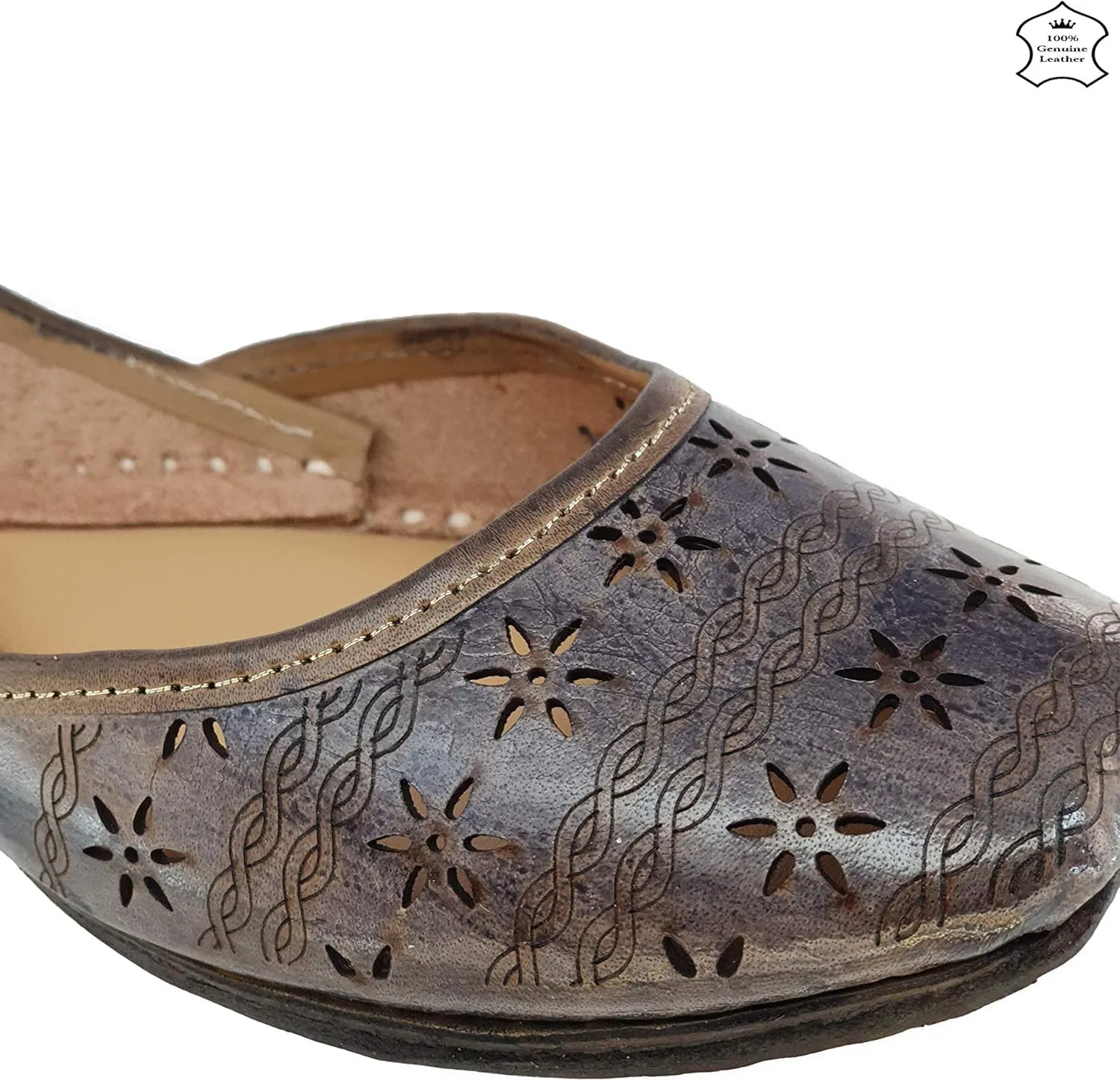 Women's Soft Leather Daily Casual Wear Jutis | Bite and Pinch Free Juti | Punjabi Jutti for Ladies | Flats Mojari Shoes | Phulkari Ethnic Flat for Girls |